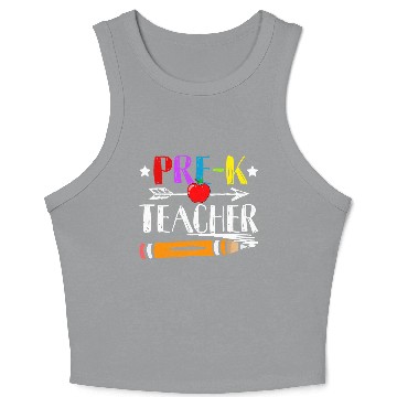 Discover Funny Back To School Teacher Student Pre K Teacher Crop Tank Top