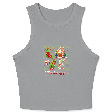 Discover Love Christmas Teacher Life Crop Tank Top