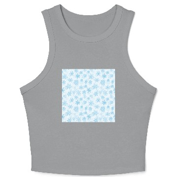 Discover Elegant Snowflakes Pattern White Blue Crop Tank Top