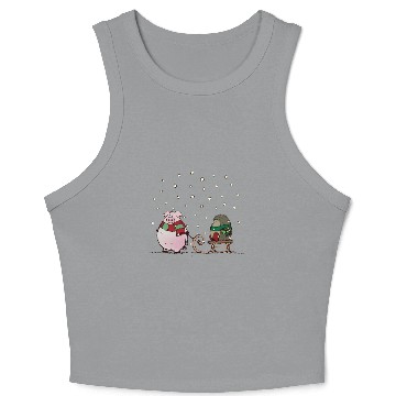 Discover Winter fun with pig and hedgehog Crop Tank Top