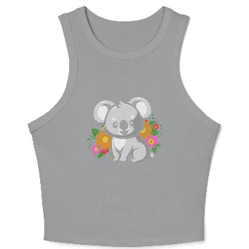 Discover Koala Bear in Flowers Crop Tank Top
