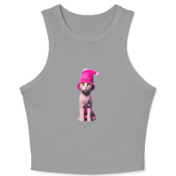 Discover Cute pink cat . Crop Tank Top