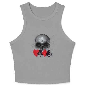 Discover Heavy Metal Punk Poker Skull Crop Tank Top