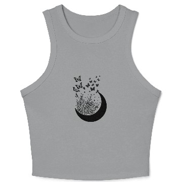 Discover moon flowers butterflies Crop Tank Top
