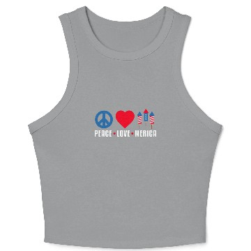Discover Peace Love Merica US Flag Independence Crop Tank Top