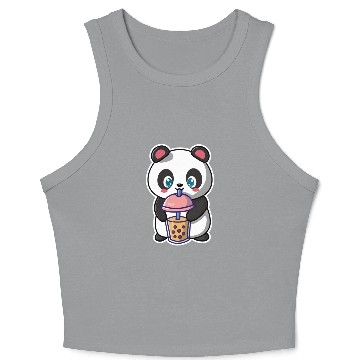 Discover Panda Bear Boba Milk Tea Funny Bubble Tea Lovers Crop Tank Top