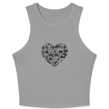 Discover Farming Farmer Heart Tractor Crop Tank Top