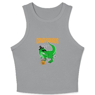 Discover Candysaurus Creepy Trex With Pumpkin Face For Crop Tank Top