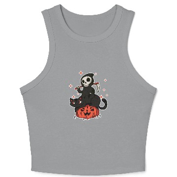 Discover Grim Reaper On A Halloween Pumpkin A Trick Or Crop Tank Top