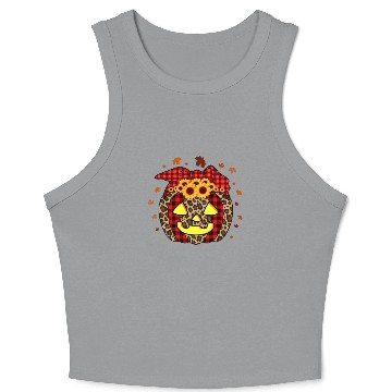 Discover Pumpkin Jack O' Lantern Leopard Plaid Halloween Crop Tank Top