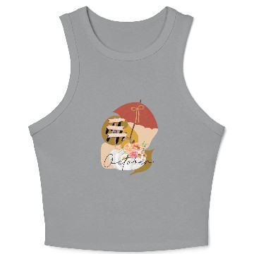 Discover Fall October white pumpkin abstract Crop Tank Top