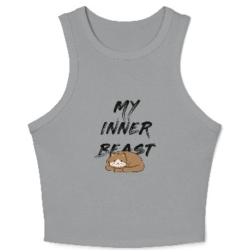 Discover My inner beast quotes with cute cat sleeping Crop Tank Top