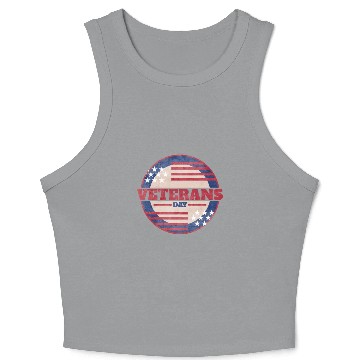 Discover US Flag Round Logo For Veterans Day Crop Tank Top