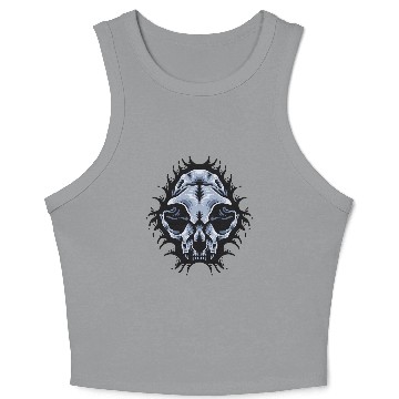 Discover Cat Skull Bursting out gray scale oddities Crop Tank Top