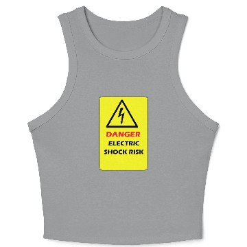 Discover Danger Electrical shock Risk Yellow warning Label Crop Tank Top