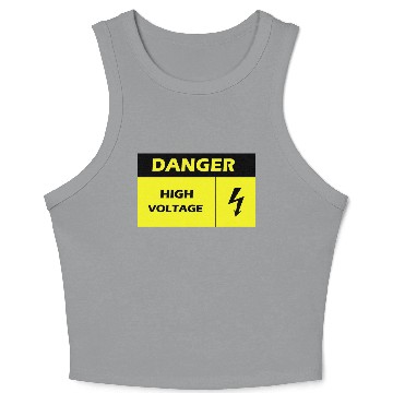 Discover Danger Electrical Hazard Yellow warning Label Crop Tank Top