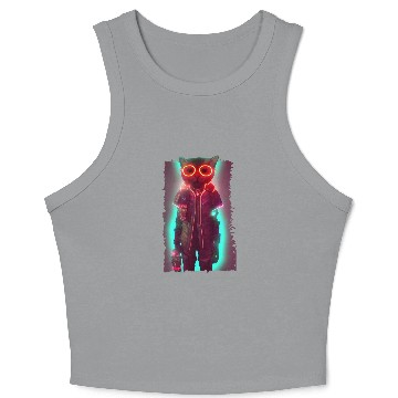 Discover Futuristic Cyberpunk Cat Crop Tank Top