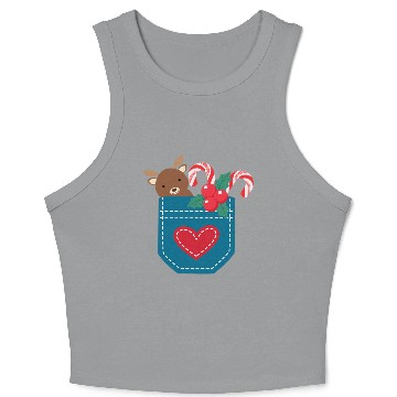 Discover Christmas moose peppermint pocket Crop Tank Top