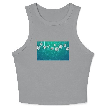 Discover Elegant Hanging Snowflakes Teal Crop Tank Top