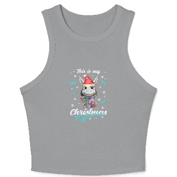 Discover Winter Christmas Pyjama Donkey Crop Tank Top