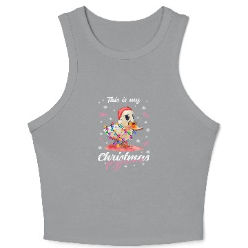 Discover Winter Christmas Pyjama Duck Crop Tank Top