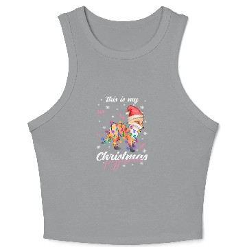 Discover Winter Christmas Pyjama Fox Crop Tank Top