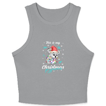 Discover Winter Christmas Pyjama Koala Crop Tank Top
