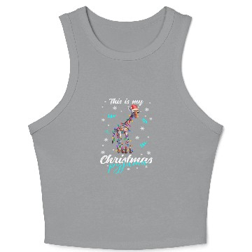 Discover Winter Christmas Pyjama Giraffe Crop Tank Top