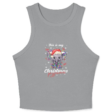 Discover Winter Christmas Pyjama Elephant Crop Tank Top