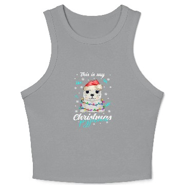 Discover Winter Christmas Pyjama Seal Crop Tank Top