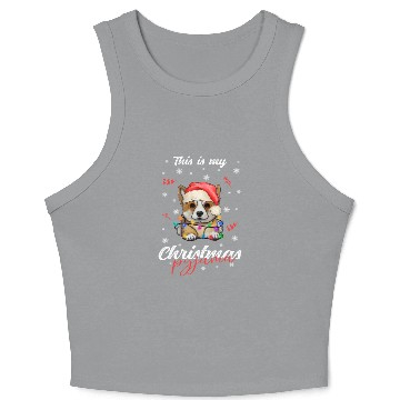 Discover Winter Christmas Pyjama Corgi Crop Tank Top