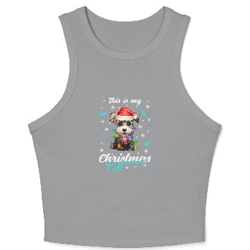 Discover Winter Christmas Pyjama Miniature Schnauzer Crop Tank Top