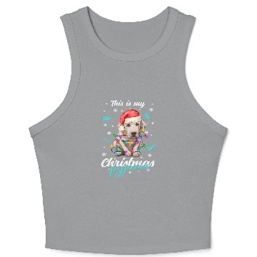 Discover Winter Christmas Pyjama Labrador Crop Tank Top