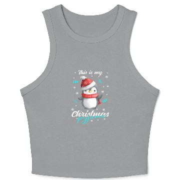 Discover Winter Christmas Pyjama Penguin Crop Tank Top