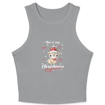Discover Winter Christmas Pyjama Reindeer Crop Tank Top