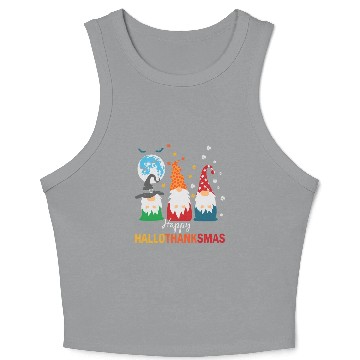 Discover Happy Hallothanksmas Gnomes Lover Halloween Crop Tank Top