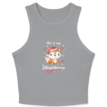 Discover Winter Christmas Pyjama Fox Crop Tank Top