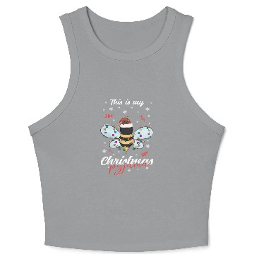 Discover Winter Christmas Pyjama Bee Crop Tank Top
