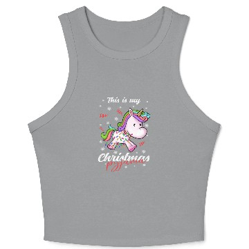 Discover Winter Christmas Pyjama Unicorn Crop Tank Top