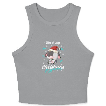 Discover Winter Christmas Pyjama Cow Crop Tank Top