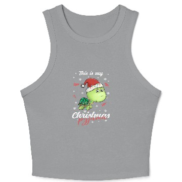 Discover Winter Christmas Pyjama Turtle Crop Tank Top