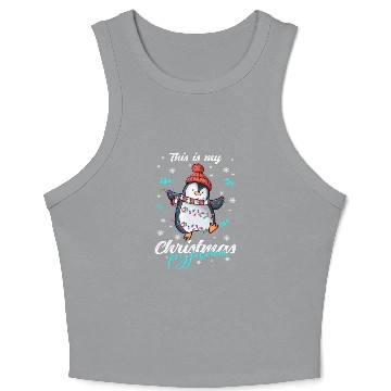 Discover Winter Christmas Pyjama Penguin Crop Tank Top