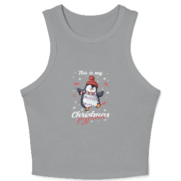 Discover Winter Christmas Pyjama Penguin Crop Tank Top