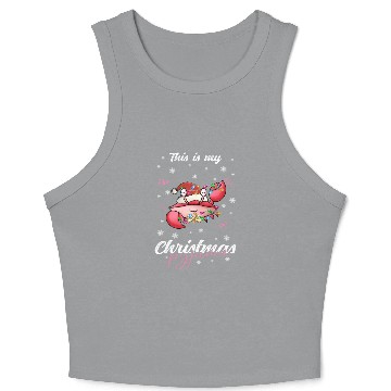 Discover Winter Christmas Pyjama Crab Crop Tank Top
