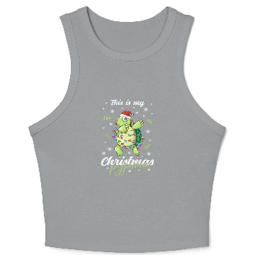 Discover Winter Christmas Pyjama Turtle Crop Tank Top