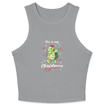 Discover Winter Christmas Pyjama Turtle Crop Tank Top
