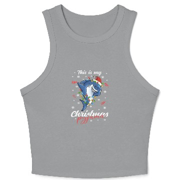 Discover Winter Christmas Pyjama Shark Crop Tank Top