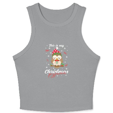 Discover Winter Christmas Pyjama Owl Crop Tank Top