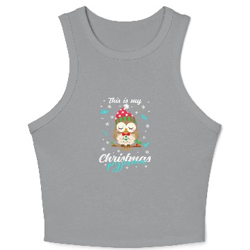 Discover Winter Christmas Pyjama Owl Crop Tank Top