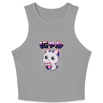 Discover Genderfluid Pride Kawaii Cat Strawberry Milk Crop Tank Top